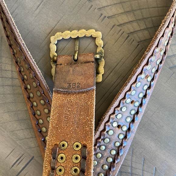 Vintage Leather and Brass Studded Belt - Picture 5 of 6